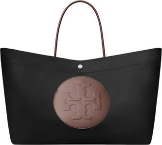 Tory Burch Black Ella Twist Reversible Large Tote