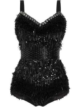 Dolce & Gabbana bead-embellished bodysuit - Black