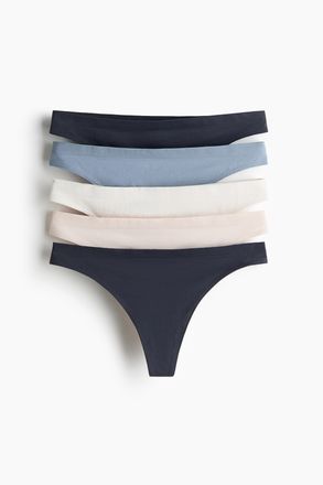 H&M 5er-Pack Tangas Seamless - Blue