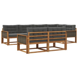 vidaXL Conjunto De Sof&aacute;s De Exterior 7 Pcs Natural Y Antracita Vidaxl