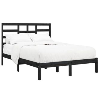 Berkfield Home Beautiful Bed Frame Black Solid Wood 140x190 cm