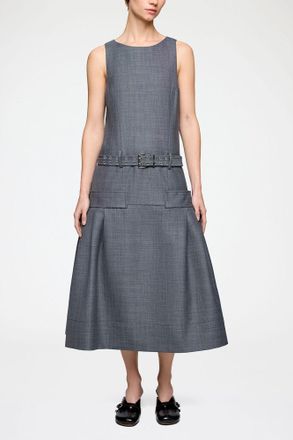 Ganni Mixed Dress in Grey Wool Melange