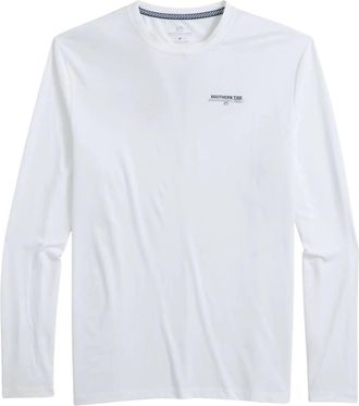 Southern Tide Mens Long Sleeve Oars And Stripes Performance Tee In Classic White