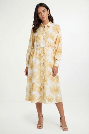 Wallis Womens Petite Floral Drawstring Shirt Dress - White - Size 12 UK