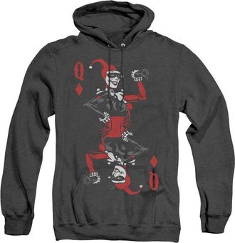 Gildan Batman Quinn Of Diamonds Adult Heather Hoodie / Hooded Sweatshirt