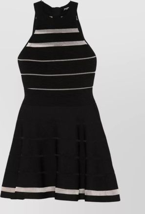 Balmain knee length dress halter neck stripes