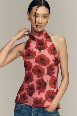 Maeve Satin Halter Tank Top