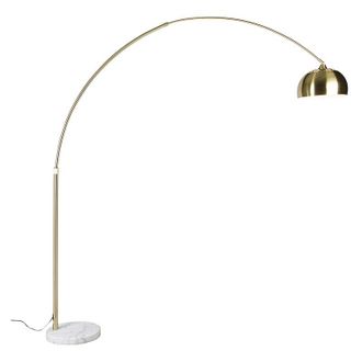 QAZQA Arch Floor Lamp Brass with White Marble Base Adjustable - XXL