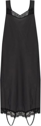 Maison Margiela Midi Dresses, female, Gray, Size: XS Mirrored Lace Slip Dress
