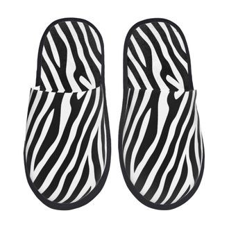 Generic Hotel Slippers Zebra Cozy Fleece Slippers Warm House Shoes For Spa Ladies Hotel L