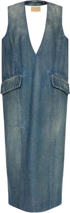 Maison Margiela Abito midi in cotone - Blu
