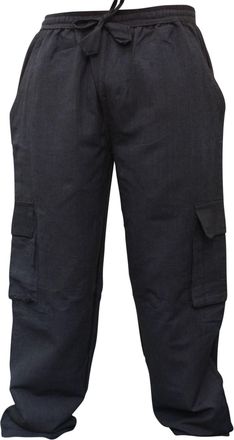 Shopoholic Fashion Mens Plain Hemp Hippie Combat Trousers(2XL,Blue)