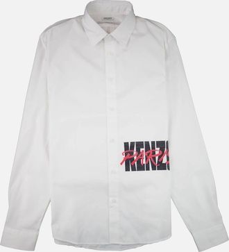 Kenzo Mens Kenzo Script Logo Long Sleeve Shirt White - Size: Regular/34