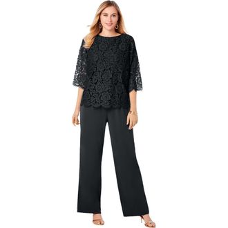 Jessica London Popover Lace Jumpsuit in Black at Nordstrom, Size 16