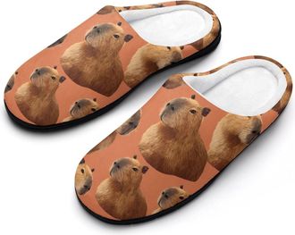 Generic Capybara Animal Mens Cozy Cotton Slippers with Memory Foam Lightweight Anti-skid House Shoes for Indoor Outdoor