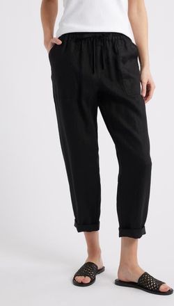Tommy Bahama Two Palms Tapered Linen Drawstring Pants in Black at Nordstrom, Size X-Large