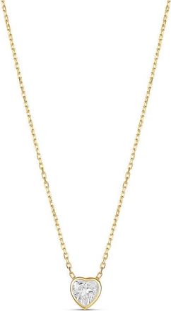 SHYMI Mini Heart Bezel Pendant Necklace in Gold/White/heart at Nordstrom, Size 16