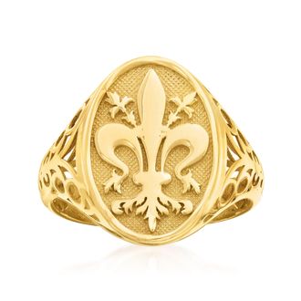 Ross-Simons Italian 14kt Yellow Gold Fleur-De-Lis Signet Ring