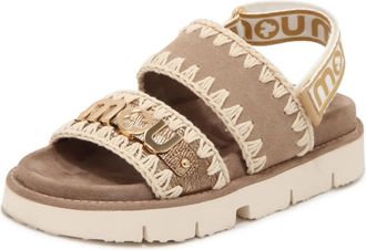 Mou Bio Sandal Suede & Leather-Logo - Dames - Sandalen - Beige - 40 EU - Leer - Schoenen