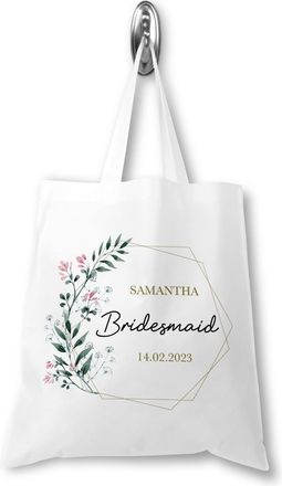 Generic Personalised Bridesmaid Gift Bag, Bridesmaid Tote Bag, Wedding Bag For Bridesmaids, Bridesmaid Wedding Day Gifts, Thank You Gift, White Tote Bag