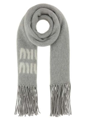 Miu Miu Grey Mohair Blend Scarf