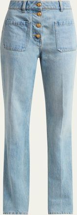 Valentino Garavani Button-Front Straight-Leg Jeans