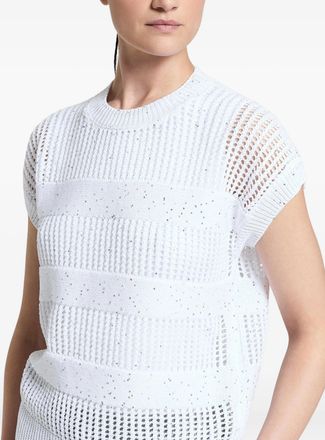 PESERICO Womens Sequin-Embellished Open-Knit Sweater Ss26 W