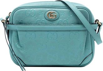 Gucci Pre-owned Cross Body Bags, female, Blue, Size: ONE SIZE Pre-owned Embossed Leather Camera Bag