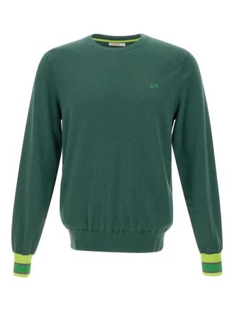 Sun 68 logo-embroidered ribbed sweater - men - Wool/Cotton - XXXL - Green