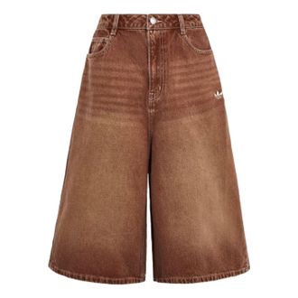 adidas (WMNS) adidas Denim Shorts Asia Sizing Brown KW2002