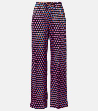 Dries Van Noten Polka-dot silk wide-leg pants