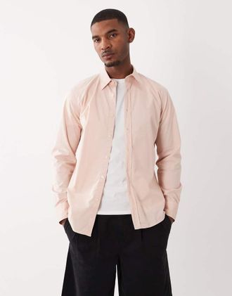 Boss Orange by Hugo Boss Hugo Boss - Camicia a maniche lunghe vestibilit&agrave; classica in cotone rosa con bottoni