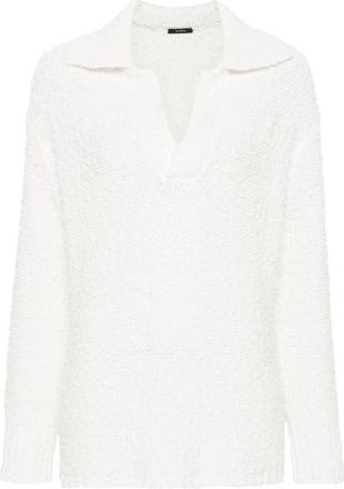 Joseph Piqu&eacute; Polo Shirt met Textuur - Dames - Polos - Wit - L - Katoen - Tops