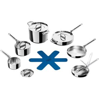 Joseph Joseph Space Steel Set di pentole in acciaio inox da 6 pezzi, Set de 6 utensili de Pentole con manici pieghevoli, pentole per induzione