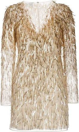 Alberta Ferretti V-neck sequin-embellished dress Size M