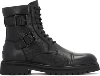 Kazar Schoenen, Heren, Zwart, 43 EU, Leer, Zwarte leren herenlaarzen met gespen en vetersluiting