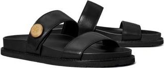 Tory Burch Romy Sport Slide Sandal in Perfect Black /Gold at Nordstrom, Size 10.5