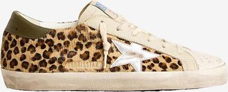 Golden Goose Niedrige bedruckte Sneakers aus Kalbshaarleder Super-Star
