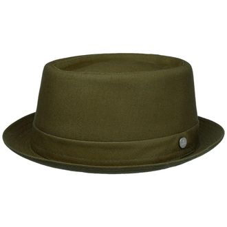 Lierys Pork Pie Hat Handmade Cotton Unisex Made in Italy Summer Winter Olive