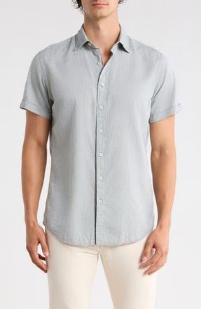 Rodd & Gunn Baywater Short Sleeve Linen & Cotton Button-Up Shirt in Pistachio at Nordstrom Rack, Size Xx-Large