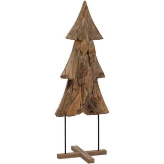 vidaXL Árbol de Navidad con soporte Marrón 90 cm Madera de teca maciza vidaXL