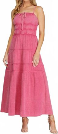 She + Sky Cami Washed Gauze Tiered Dress In Pink