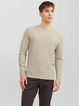 Jack & Jones Rundhalspullover JACK & JONES JPRBLUMIGUEL KNIT CREW NECK NOOS, Herren, Gr. S, beige (island fossil), Strick, Obermaterial: 100% Baumwolle, unifarben,