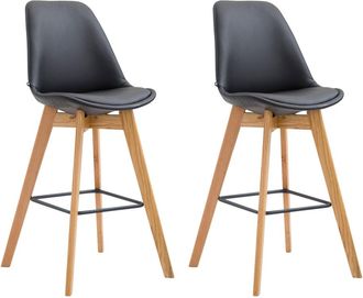 Clp Clp - Set De 2 Taburetes Metz En Simil Cuero Negro Natural