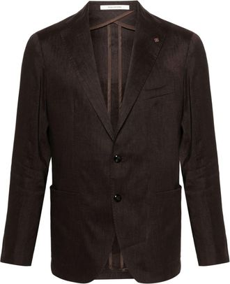 Tagliatore notched-lapels single-breasted blazer - men - Cupro/Virgin Wool/Linen/Flax/Mohair - 56 - Brown