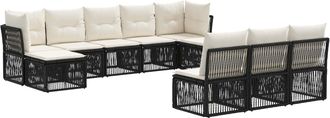 vidaXL Conjunto De Sof&aacute;s De Jard&iacute;n 10 Uds. Negro Rat&aacute;n Sint&eacute;tico Vidaxl