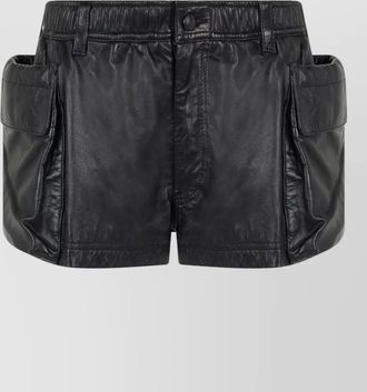R13 high waist leather cargo shorts