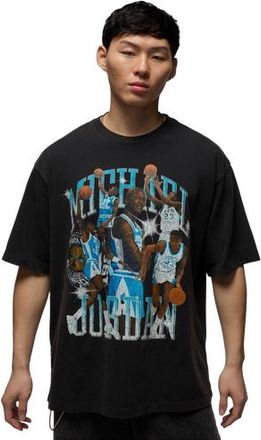 Nike Jordan Mens Flight Essential Oversize Graphic Crew - Black/Dark Pewter/Carolina Size 3XL