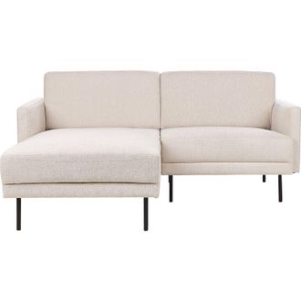 Beliani Beliani - Sof&aacute; Esquinero Moderno Tapizado Derecho 2 Plazas Patas De Metal Tejido Beige Respaldo Acolchado Breda
