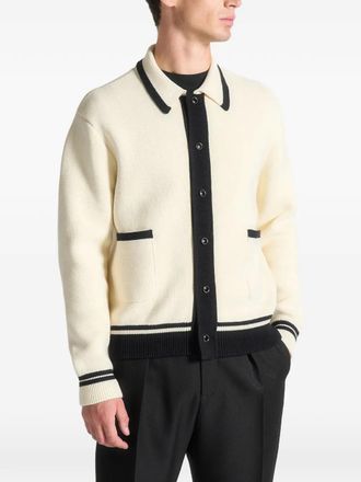 Mani&egrave;re De Voir Julien button combed cotton knit cardigan - Neutrals